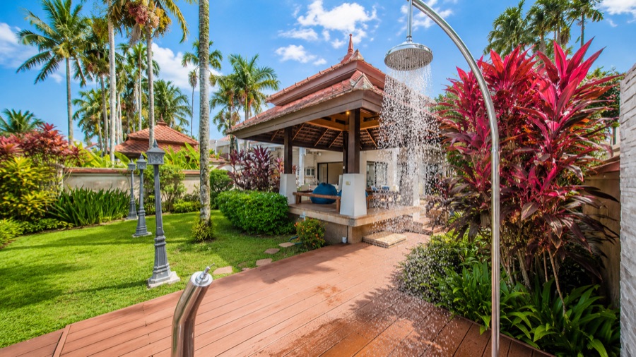 Laguna Links Villa garden pavilion tropical plants outdoor shower Phuket